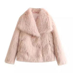 Winter Plush Coat Fashion Warm Thicken Fluffy Lapel Jacket Outwear Casual Long Sleeve Tops Womens Clothing Trendsi