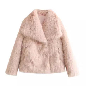 Winter Plush Coat Fashion Warm Thicken Fluffy Lapel Jacket Outwear Casual Long Sleeve Tops Womens Clothing Trendsi