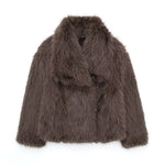 Winter Plush Coat Fashion Warm Thicken Fluffy Lapel Jacket Outwear Casual Long Sleeve Tops Womens Clothing Trendsi