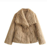 Winter Plush Coat Fashion Warm Thicken Fluffy Lapel Jacket Outwear Casual Long Sleeve Tops Womens Clothing Trendsi