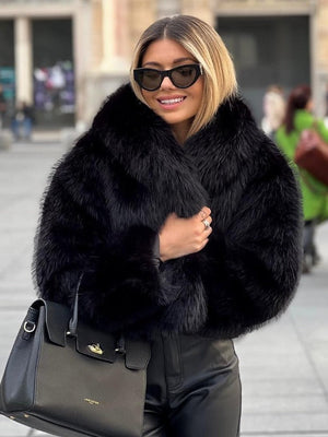 Winter Plush Coat Fashion Warm Thicken Fluffy Lapel Jacket Outwear Casual Long Sleeve Tops Womens Clothing Trendsi