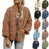 Hestiay Winter Zip-up  Collar  With Pockets Fashion Solid Color Plaid Long Sleeved Jacket Women's Clothing #hestiay