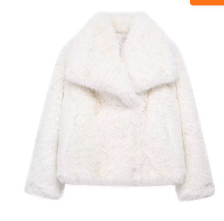 Winter Plush Coat Fashion Warm Thicken Fluffy Lapel Jacket Outwear Casual Long Sleeve Tops Womens Clothing Trendsi
