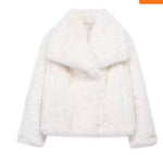Winter Plush Coat Fashion Warm Thicken Fluffy Lapel Jacket Outwear Casual Long Sleeve Tops Womens Clothing Trendsi