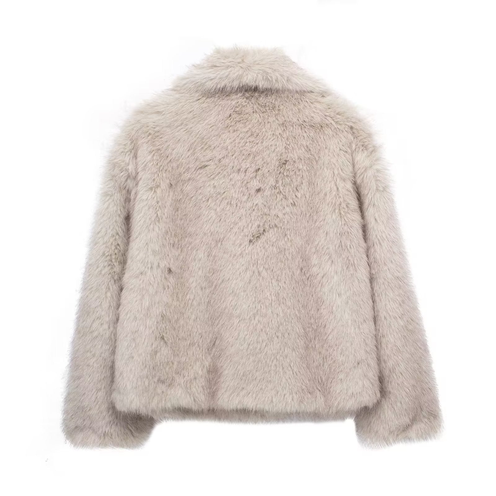 Winter Plush Coat Fashion Warm Thicken Fluffy Lapel Jacket Outwear Casual Long Sleeve Tops Womens Clothing Trendsi