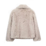 Winter Plush Coat Fashion Warm Thicken Fluffy Lapel Jacket Outwear Casual Long Sleeve Tops Womens Clothing Trendsi