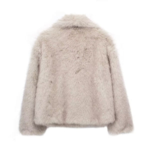 Winter Plush Coat Fashion Warm Thicken Fluffy Lapel Jacket Outwear Casual Long Sleeve Tops Womens Clothing Trendsi