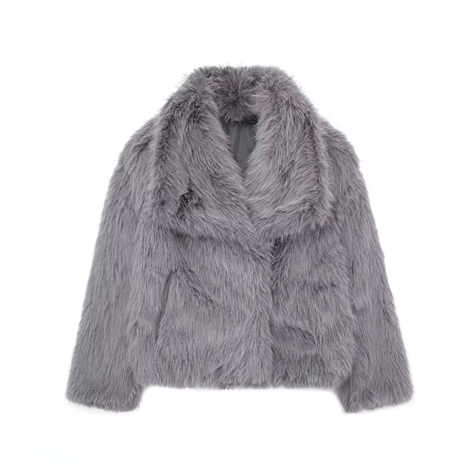 Winter Plush Coat Fashion Warm Thicken Fluffy Lapel Jacket Outwear Casual Long Sleeve Tops Womens Clothing Trendsi