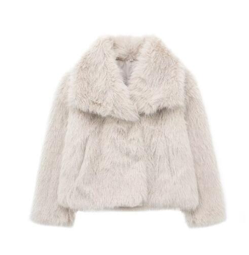 Winter Plush Coat Fashion Warm Thicken Fluffy Lapel Jacket Outwear Casual Long Sleeve Tops Womens Clothing Trendsi