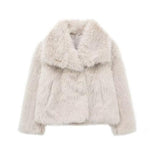 Winter Plush Coat Fashion Warm Thicken Fluffy Lapel Jacket Outwear Casual Long Sleeve Tops Womens Clothing Trendsi